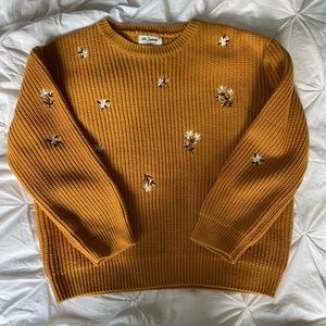 Floral embroidered knit sweater